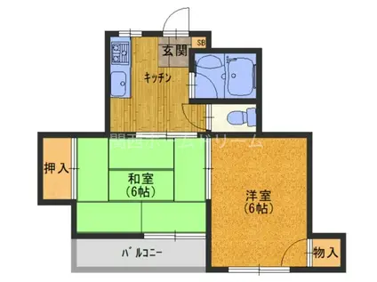 八雲東グリーンハイツ(2K/4階)の間取り写真