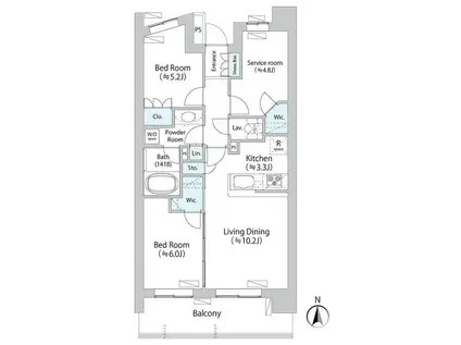 パークアクシス千歳船橋(2SLDK/2階)の間取り写真