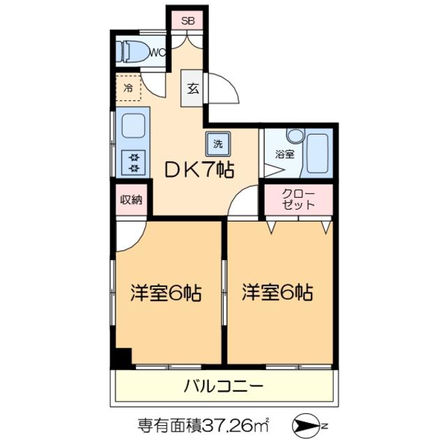 吉田ビル(2DK/2階)の間取り写真