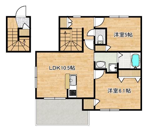 クラウン馬込(2LDK/2階)の間取り写真