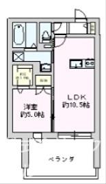シャレーリブラン(1LDK/2階)の間取り写真