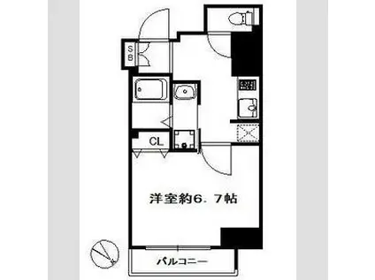 スワンズ江戸堀ウエストパーク(1K/3階)の間取り写真