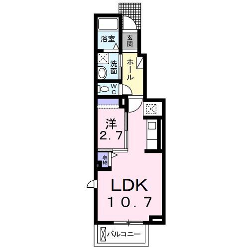 近鉄名古屋線 津駅 徒歩29分 2階建 築12年(1LDK/1階)の間取り写真