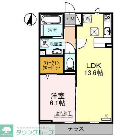 グランウィステリア(1LDK/1階)の間取り写真
