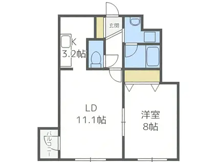 ANGELINA中島公園(1LDK/4階)の間取り写真
