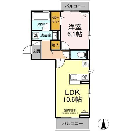 フォレスト和泉A棟(1LDK/2階)の間取り写真