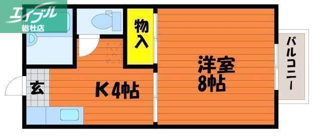 メゾンソレイユ(1K/2階)の間取り写真