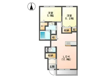 SKティアラ(2LDK/1階)の間取り写真