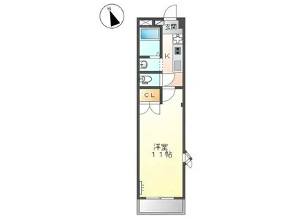 プチ パレット(1K/2階)の間取り写真