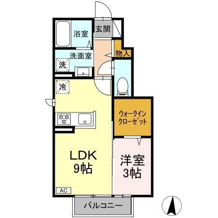 メゾンソレイユ中島西(1LDK/1階)の間取り写真