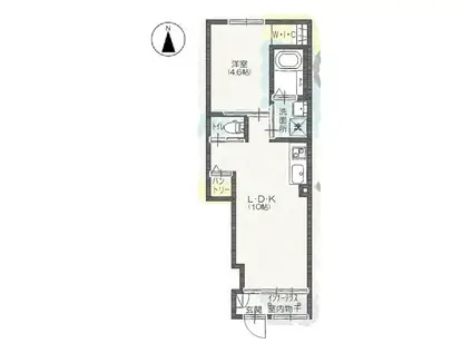 リノア ウエスト(1LDK/1階)の間取り写真