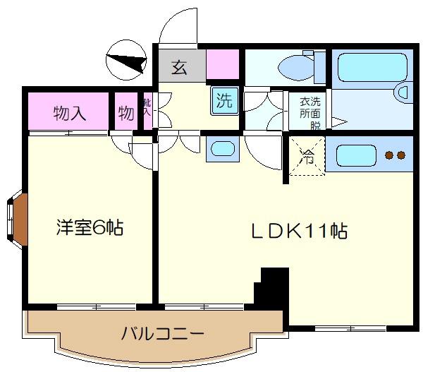 アクイース東所沢(1LDK/2階)の間取り写真