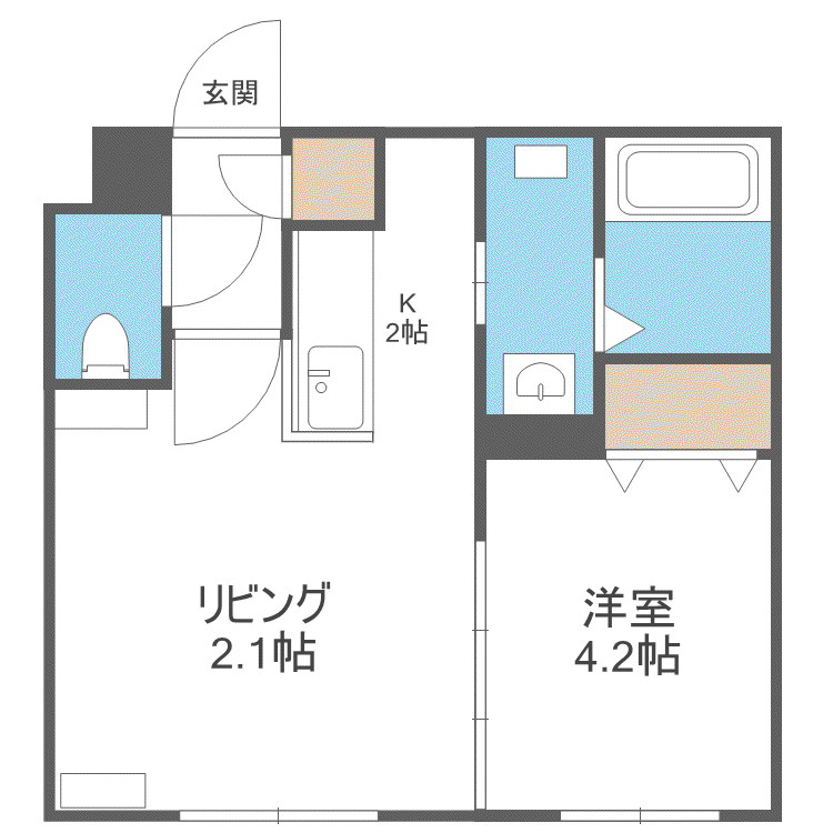 ALPHA発寒南(1LDK/4階)の間取り写真