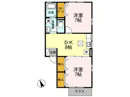 ウィルモア赤道(2DK/1階)の間取り写真