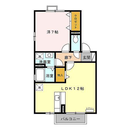 グランディハイツI・II(1LDK/2階)の間取り写真