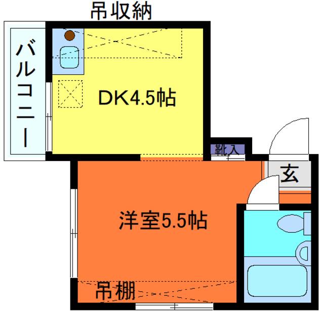 岡本ビラ(1DK/1階)の間取り写真