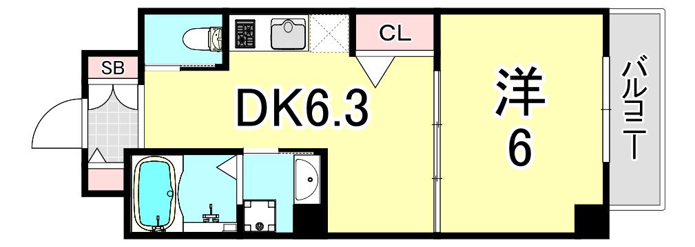 MV.IMP大阪塚本(1DK/6階)の間取り写真