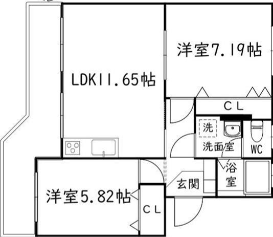 神谷マンション(2LDK/1階)の間取り写真