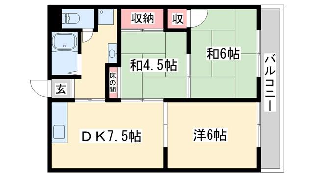 ハイツ西本町(3DK/2階)の間取り写真