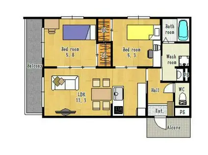 ティグリスE・W(2LDK/1階)の間取り写真