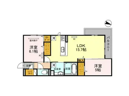 フォレストガーデン我孫子(2LDK/2階)の間取り写真