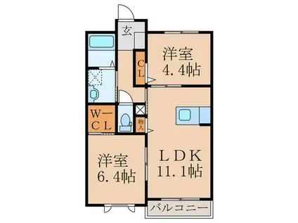 ヴィラ・ホートワース(2LDK/2階)の間取り写真