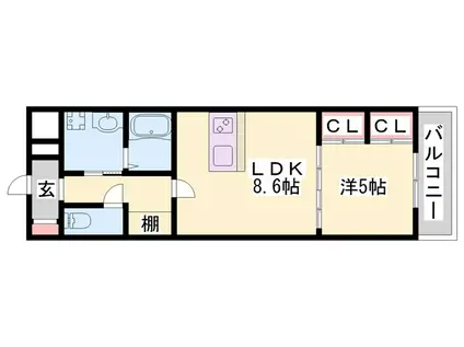 MISTRAL龍野町(1LDK/2階)の間取り写真
