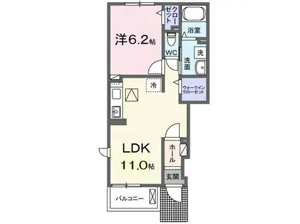 ベルグレイス(1LDK/1階)の間取り写真