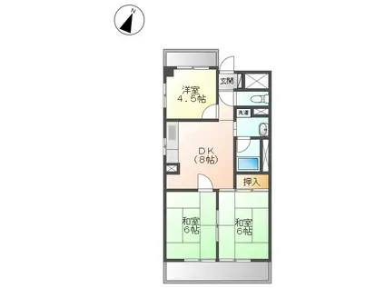 いながきビル(2LDK/5階)の間取り写真