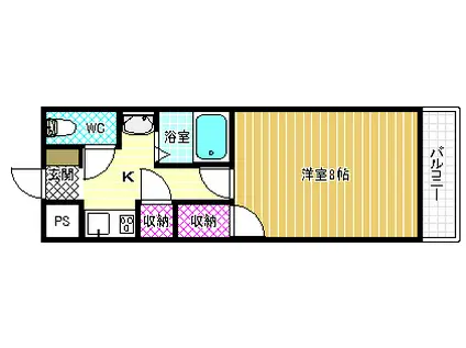 ハイツ岡本(1K/2階)の間取り写真