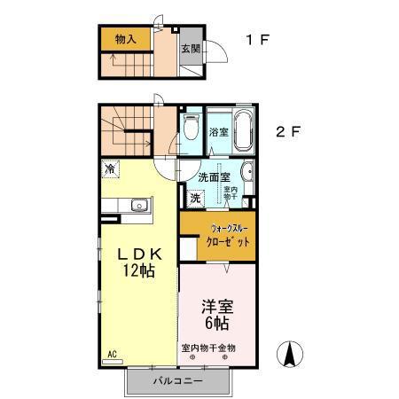 ペ ピュール(1LDK/2階)の間取り写真