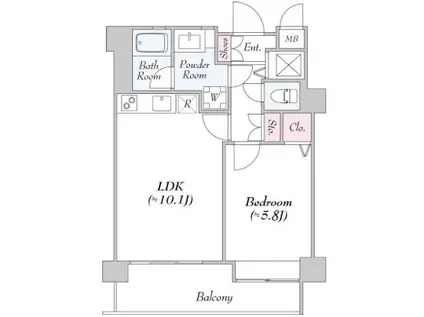 DAIWA芝浦ビル ダイワ芝浦ビル(1LDK/9階)の間取り写真