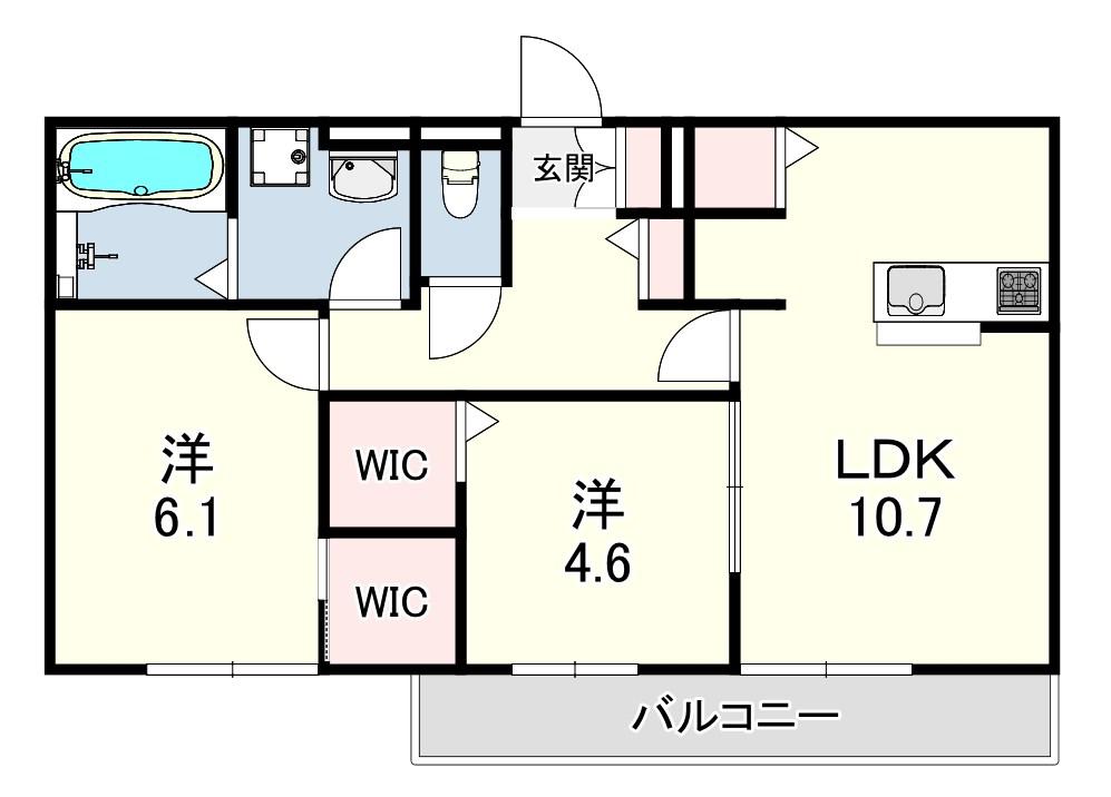 VILLA LE EUPHORIA AKASHI・OKUBOCHO(2LDK/1階)の間取り写真