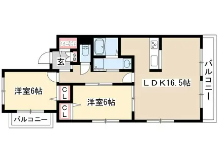 クリスタルスクエア(2LDK/2階)の間取り写真