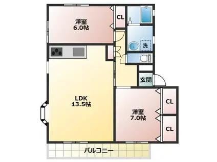 マルテーメゾンミズノ5(2LDK/2階)の間取り写真