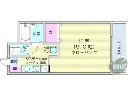 メリファ春日(1K/3階)の間取り写真