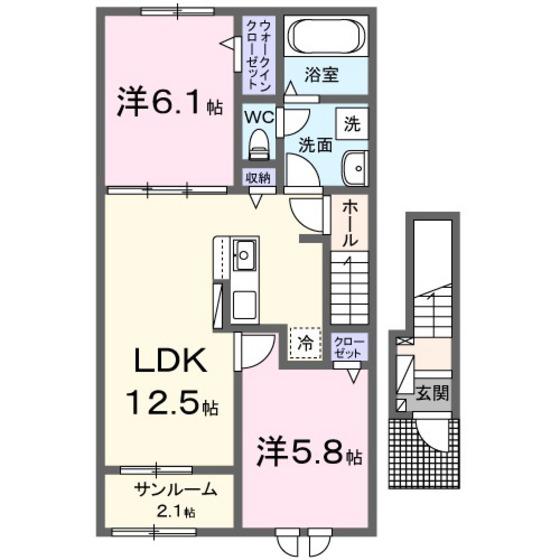 ゴラッソ(2LDK/2階)の間取り写真