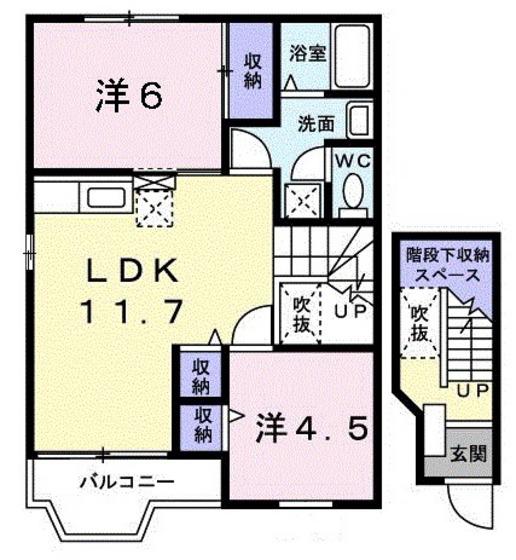 クレストール21(2LDK/2階)の間取り写真