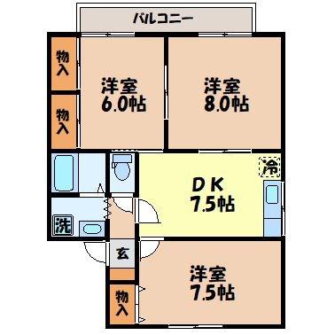 エステート山口(3DK/2階)の間取り写真