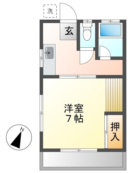 佐々木荘(1K/2階)の間取り写真