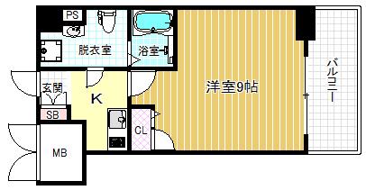 エスリード福島駅前第2(1K/12階)の間取り写真