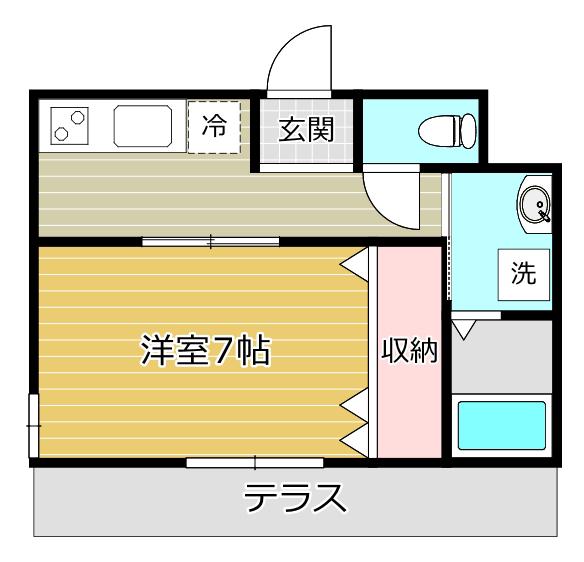 リトルグリーン辻子(1K/1階)の間取り写真