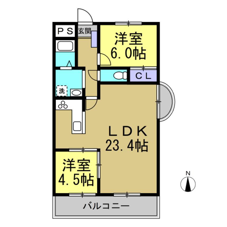 ピボットマンション池下(2LDK/6階)の間取り写真