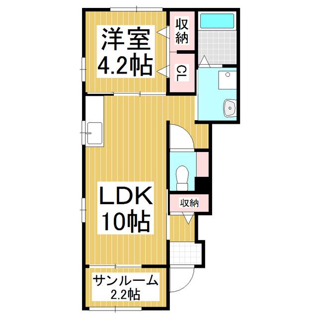 WAIST・ROLL 響(1LDK/1階)の間取り写真