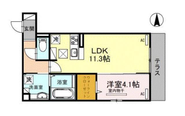 タカゼン文の里(1LDK/1階)の間取り写真