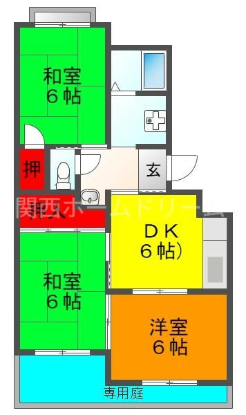 パステルハイツ(3DK/2階)の間取り写真