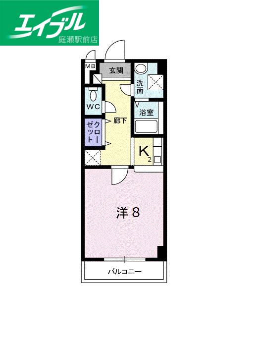 ニューメゾン森安(1K/4階)の間取り写真