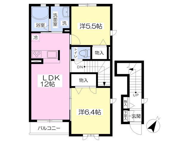 ヴィラーチェO(2LDK/2階)の間取り写真
