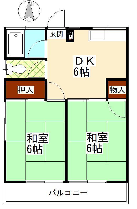 松丸コーポ(2DK/1階)の間取り写真