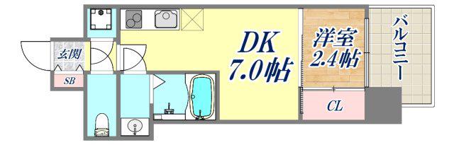 セレニテ三宮リアン(1DK/7階)の間取り写真